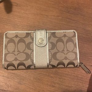Coach Wallet, Tan and Gold